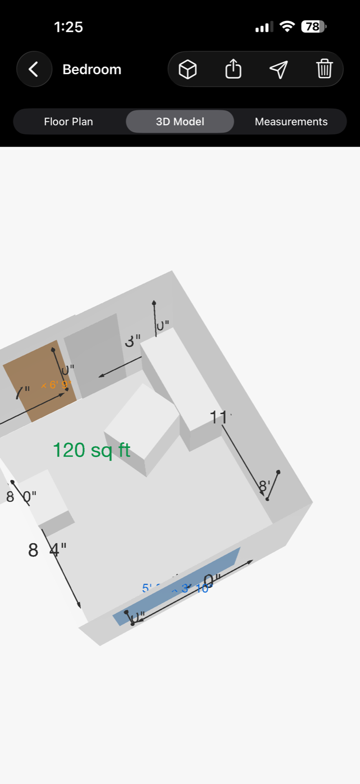3D room scan with measurements in the Scanstead app